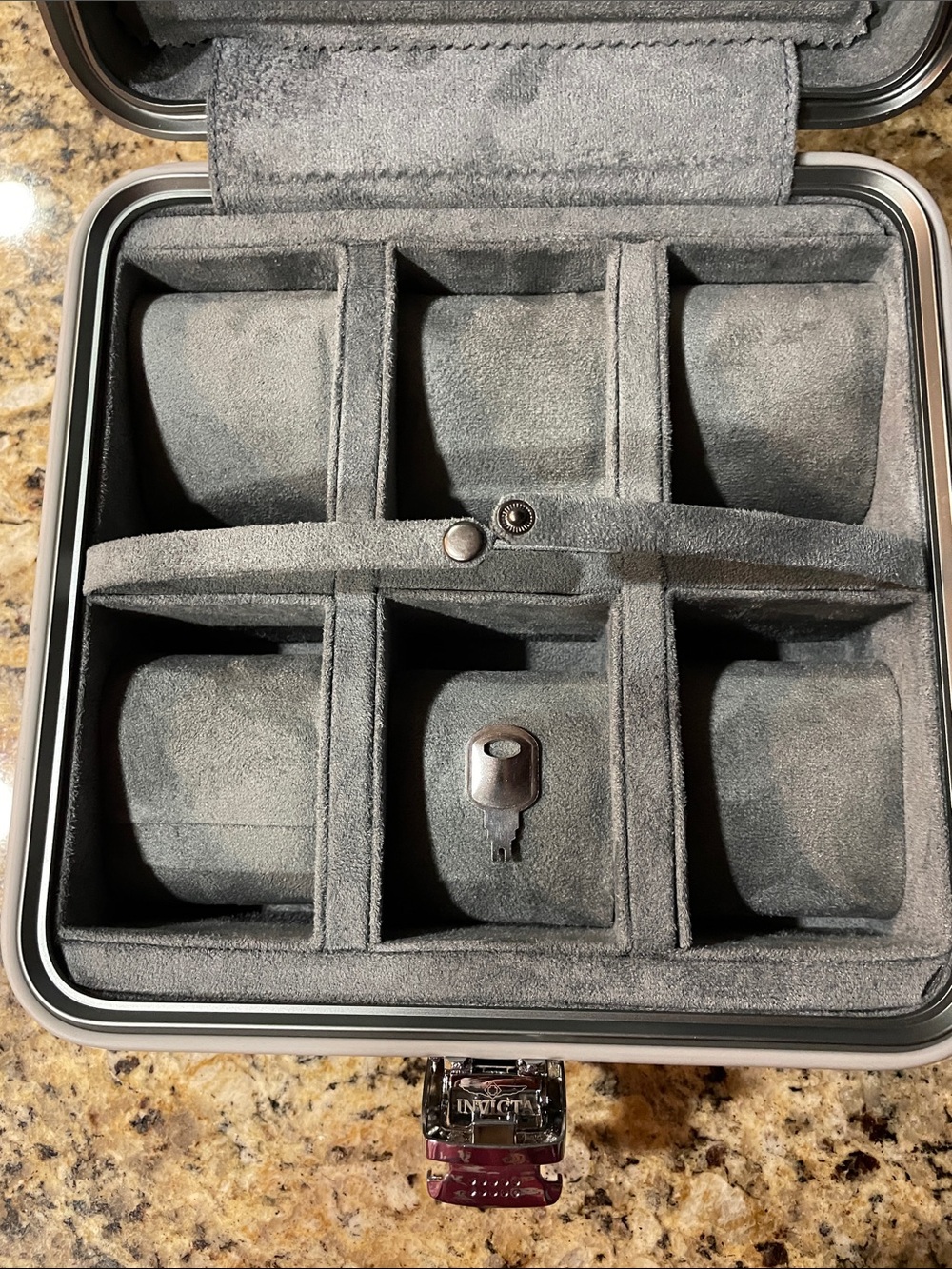 Invicta Metallic Gray Watch Case with Embossed Logo - Picture 4 of 5
